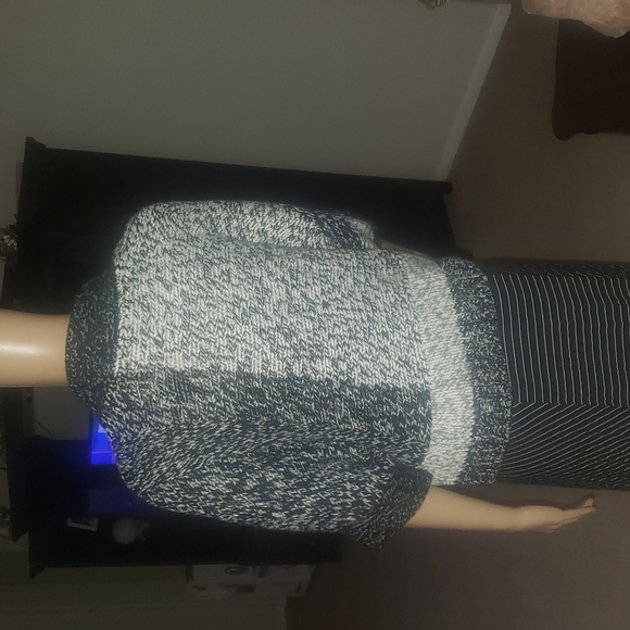 Kenneth Cole L shortsleeve colorblock chunky sweater marled/ heathered - Picture 3 of 8